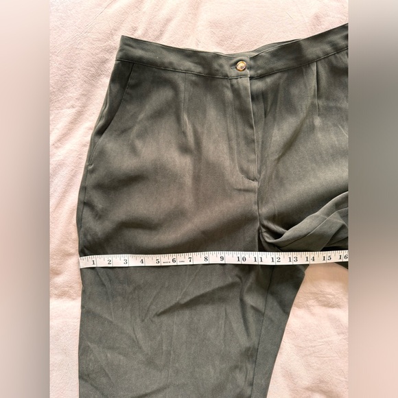 NWT Orvis Women's Plus Pants Sz 14 Green High Waist Slacks Suede Straight Leg - Picture 11 of 11